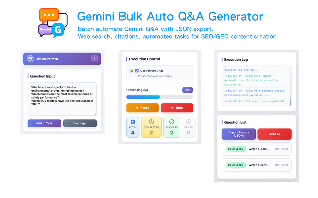 Gemini Bulk Q&A Generator Interface Screenshot