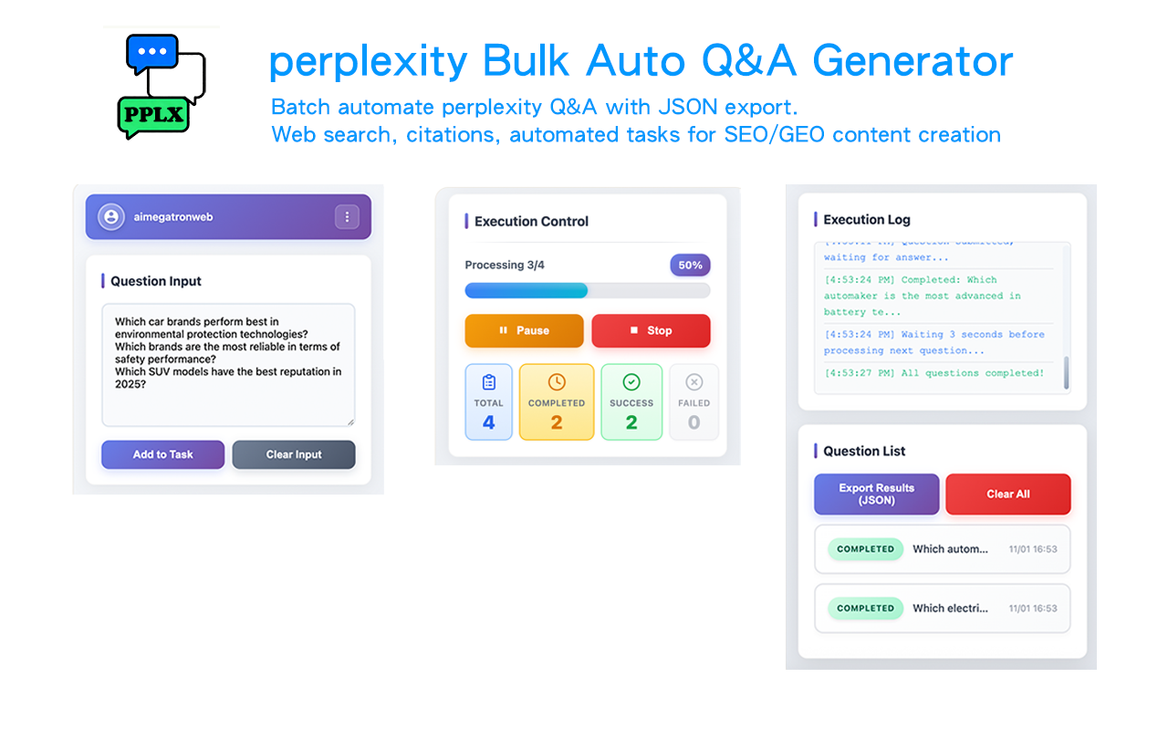 Perplexity Bulk Q&A Generator Interface Screenshot